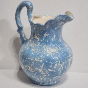 Blue white marble speckled Pitcher